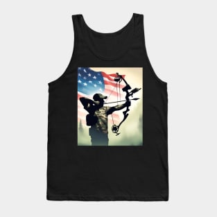 Camo American Flag Bowhunting Bow Archery Deer Hunting Tank Top